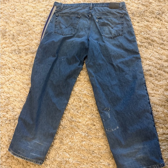 Vintage Levi’s SilverTab Jeans 42x32 Baggy Y2K Side Stripe Paint Splatter USA - Picture 7 of 12